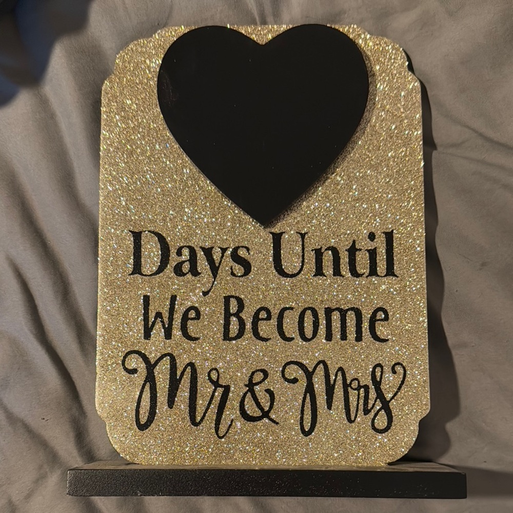 Gold Glitter Wedding Countdown Sign